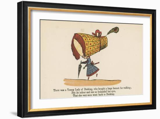 There Was a Young Lady of Dorking, Who Bought a Large Bonnet for Walking-Edward Lear-Framed Giclee Print