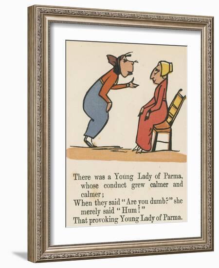 There Was a Young Lady of Parma, Whose Conduct Grew Calmer and Calmer-Edward Lear-Framed Giclee Print