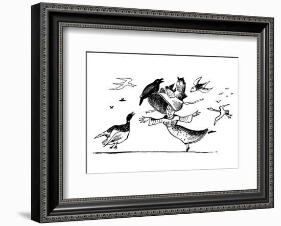 There Was A Young Lady Whose Bonnet, Came Untied When The Birds Sate Upon I-Edward Lear-Framed Premium Giclee Print