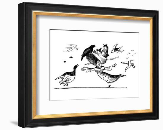 There Was A Young Lady Whose Bonnet, Came Untied When The Birds Sate Upon I-Edward Lear-Framed Premium Giclee Print