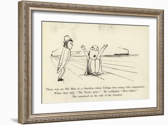 There Was an Old Man at a Junction, Whose Feelings Were Wrong with Compunction-Edward Lear-Framed Giclee Print