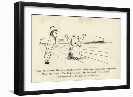 There Was an Old Man at a Junction, Whose Feelings Were Wrong with Compunction-Edward Lear-Framed Giclee Print