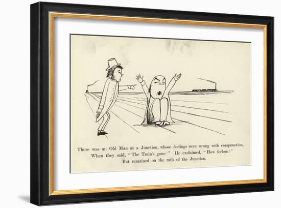 There Was an Old Man at a Junction, Whose Feelings Were Wrong with Compunction-Edward Lear-Framed Giclee Print