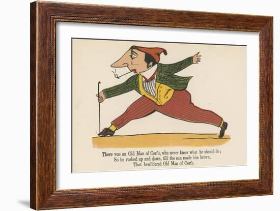 There Was an Old Man of Corfu, Who Never Knew What He Should Do-Edward Lear-Framed Giclee Print