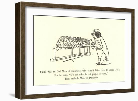 There Was an Old Man of Dumbree, Who Taught Little Owls to Drink Tea-Edward Lear-Framed Giclee Print