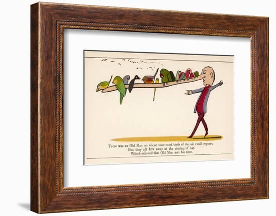 There was an Old Man on Whose Nose Most Birds of the Air Could Repose-Edward Lear-Framed Photographic Print