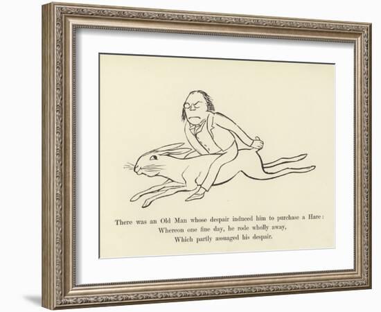 There Was an Old Man, Whose Despair Induced Him to Purchase a Hare-Edward Lear-Framed Giclee Print