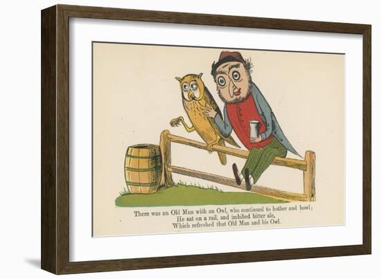 There Was an Old Man with an Owl, Who Continued to Bother and Howl-Edward Lear-Framed Giclee Print