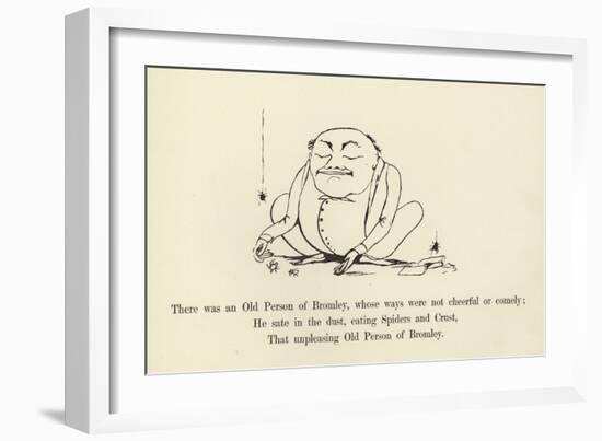 There Was an Old Person of Bromley, Whose Ways Were Not Cheerful or Comely-Edward Lear-Framed Giclee Print