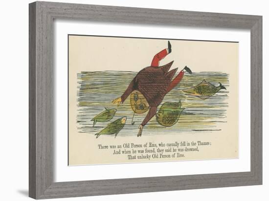 There Was an Old Person of Ems, Who Casually Fell in the Thames-Edward Lear-Framed Giclee Print