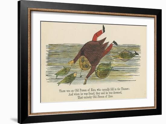 There Was an Old Person of Ems, Who Casually Fell in the Thames-Edward Lear-Framed Giclee Print