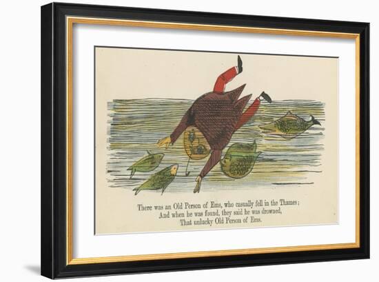 There Was an Old Person of Ems, Who Casually Fell in the Thames-Edward Lear-Framed Giclee Print