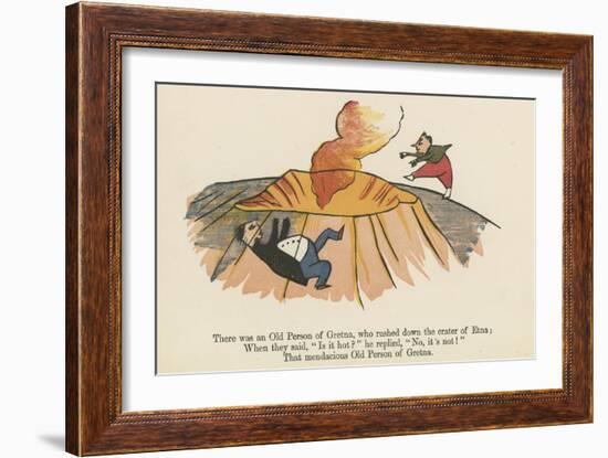 There Was an Old Person of Gretna, Who Rushed Down the Crater of Etna-Edward Lear-Framed Giclee Print