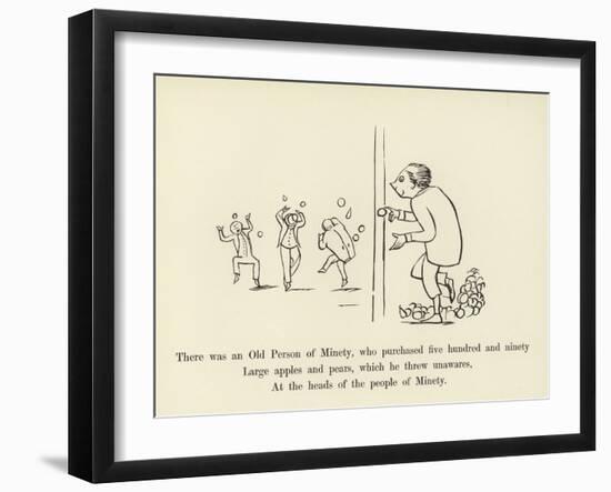 There Was an Old Person of Minety, Who Purchased Five Hundred and Ninety Large Apples and Pears-Edward Lear-Framed Giclee Print