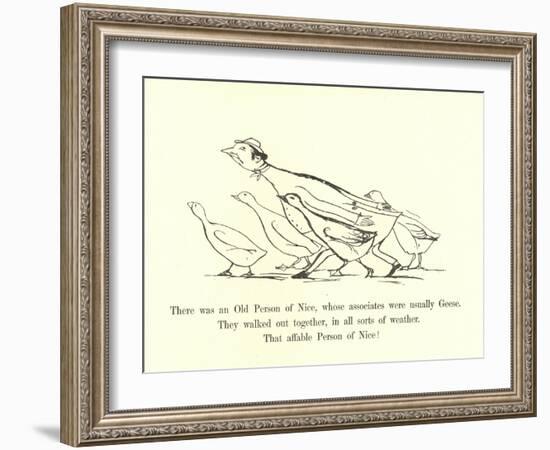 There Was an Old Person of Nice, Whose Associates Were Usually Geese-Edward Lear-Framed Giclee Print