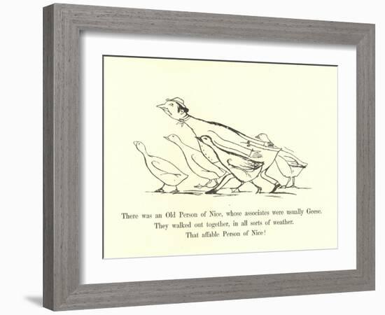 There Was an Old Person of Nice, Whose Associates Were Usually Geese-Edward Lear-Framed Giclee Print