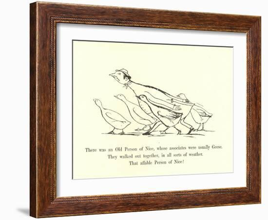 There Was an Old Person of Nice, Whose Associates Were Usually Geese-Edward Lear-Framed Giclee Print