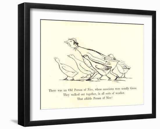 There Was an Old Person of Nice, Whose Associates Were Usually Geese-Edward Lear-Framed Giclee Print