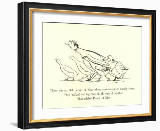 There Was an Old Person of Nice, Whose Associates Were Usually Geese-Edward Lear-Framed Giclee Print