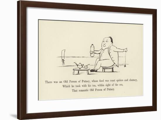 There Was an Old Person of Putney, Whose Food Was Roast Spiders and Chutney-Edward Lear-Framed Giclee Print