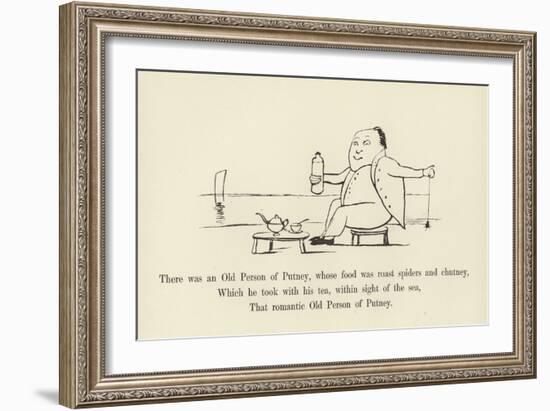 There Was an Old Person of Putney, Whose Food Was Roast Spiders and Chutney-Edward Lear-Framed Giclee Print