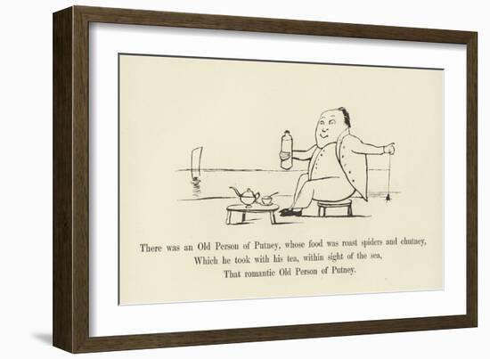 There Was an Old Person of Putney, Whose Food Was Roast Spiders and Chutney-Edward Lear-Framed Giclee Print