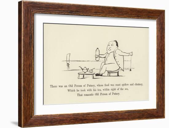 There Was an Old Person of Putney, Whose Food Was Roast Spiders and Chutney-Edward Lear-Framed Giclee Print