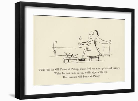 There Was an Old Person of Putney, Whose Food Was Roast Spiders and Chutney-Edward Lear-Framed Giclee Print