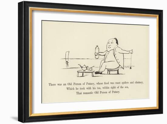 There Was an Old Person of Putney, Whose Food Was Roast Spiders and Chutney-Edward Lear-Framed Giclee Print