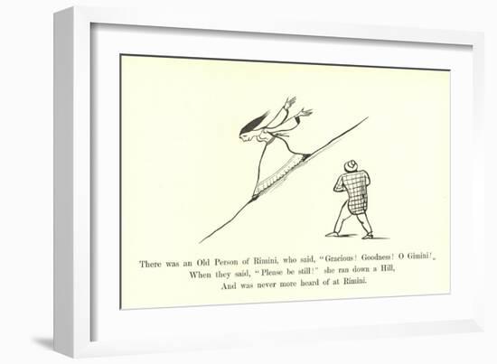 There Was an Old Person of Rimini, Who Said, "Gracious! Goodness! O Gimini!"-Edward Lear-Framed Giclee Print