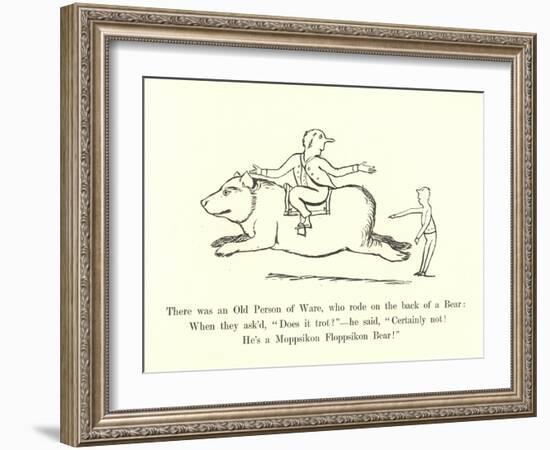 There Was an Old Person of Ware, Who Rode on the Back of a Bear-Edward Lear-Framed Giclee Print