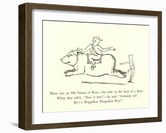 There Was an Old Person of Ware, Who Rode on the Back of a Bear-Edward Lear-Framed Giclee Print