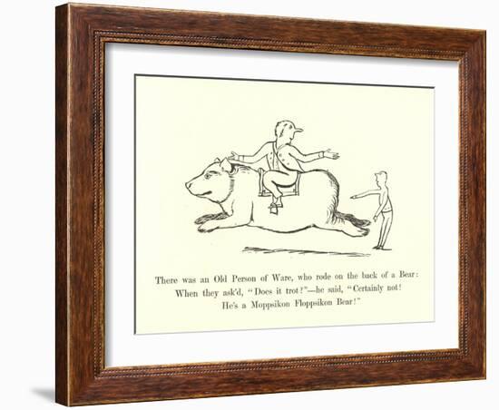 There Was an Old Person of Ware, Who Rode on the Back of a Bear-Edward Lear-Framed Giclee Print