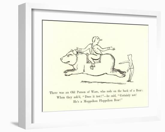 There Was an Old Person of Ware, Who Rode on the Back of a Bear-Edward Lear-Framed Giclee Print