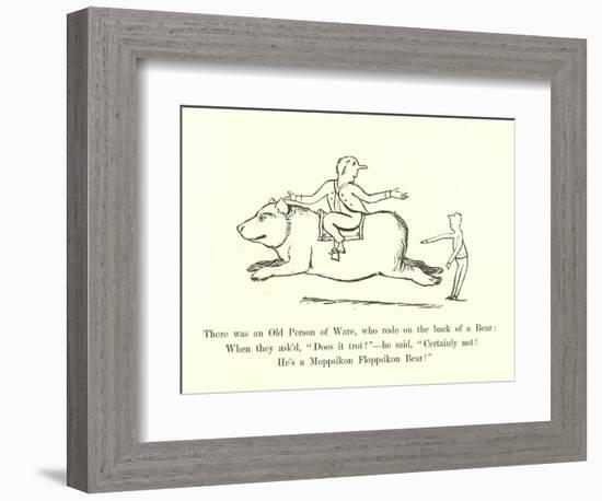 There Was an Old Person of Ware, Who Rode on the Back of a Bear-Edward Lear-Framed Giclee Print