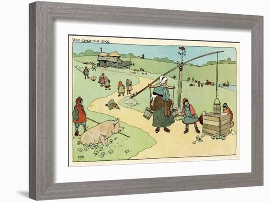 There Was an Old Woman Who Lived in a Shoe-John Hassall-Framed Art Print