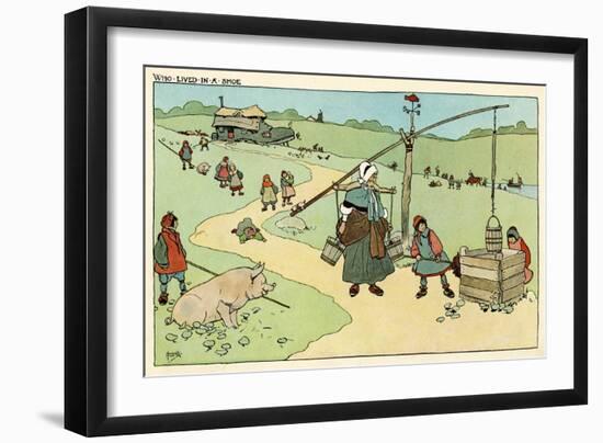 There Was an Old Woman Who Lived in a Shoe-John Hassall-Framed Art Print