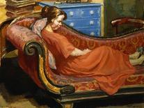 Girl Resting on a Chaise Longue, 1922 (Oil on Canvas)-Therese Lessore-Mounted Giclee Print