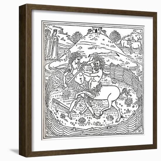 Theseus and the Centaur, Plutarch: Vitae Parallelae, 1491, (1917)-null-Framed Giclee Print