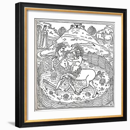 Theseus and the Centaur, Plutarch: Vitae Parallelae, 1491, (1917)-null-Framed Giclee Print