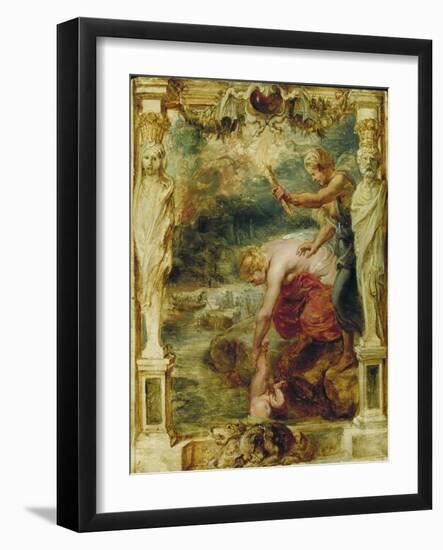 Thetis Dipping the Infant Achilles into the River Styx, 1630-1635-Peter Paul Rubens-Framed Giclee Print
