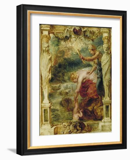 Thetis Dipping the Infant Achilles into the River Styx, 1630-1635-Peter Paul Rubens-Framed Giclee Print