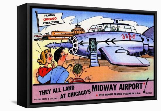 They All Landed At Chicago's Midway Airport-Curt Teich & Company-Framed Stretched Canvas