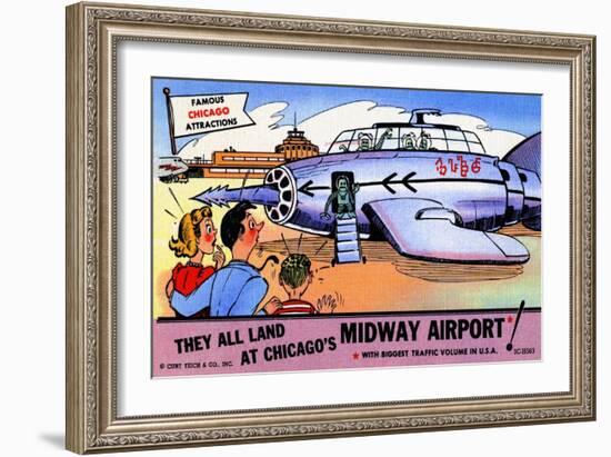 They All Landed At Chicago's Midway Airport-Curt Teich & Company-Framed Art Print