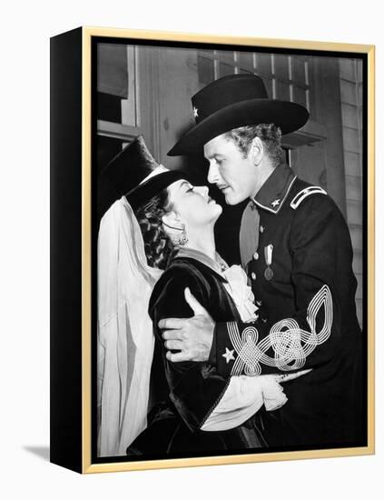 They Died With Their Boots On, Olivia De Havilland, Errol Flynn, 1941-null-Framed Stretched Canvas