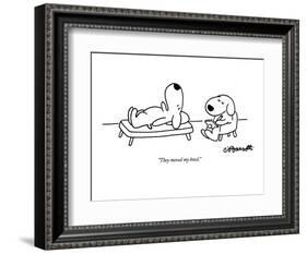 "They moved my bowl." - New Yorker Cartoon-Charles Barsotti-Framed Premium Giclee Print