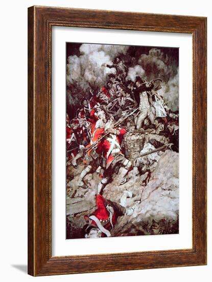 They Scrambled Up the Parapet and Went over the Top, Pell Mell, Upon the British, C.1897-Howard Pyle-Framed Giclee Print