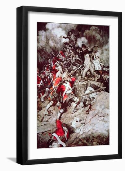 They Scrambled Up the Parapet and Went over the Top, Pell Mell, Upon the British, C.1897-Howard Pyle-Framed Giclee Print