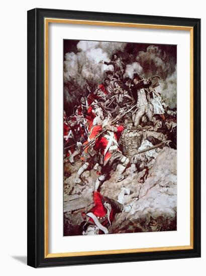 They Scrambled Up the Parapet and Went over the Top, Pell Mell, Upon the British, C.1897-Howard Pyle-Framed Giclee Print