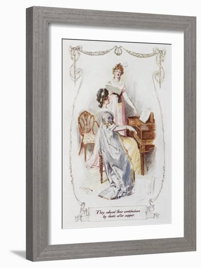 They Solaced Their Wretchedness by Duets After Supper'. Illustration To 'Pride and Prejudice'-Charles Edmund Brock-Framed Giclee Print